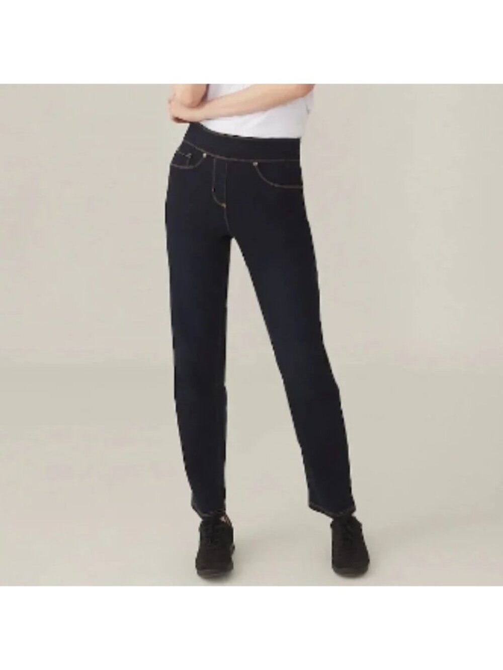 Bellina Dark Wash Pull-On Stretch Jeans - Large